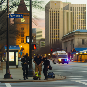 Deputy shot in downtown Atlanta near Garnett MARTA station. Sheriff Pat Labat confirms the officer is stable after the incident on Forsyth Street.