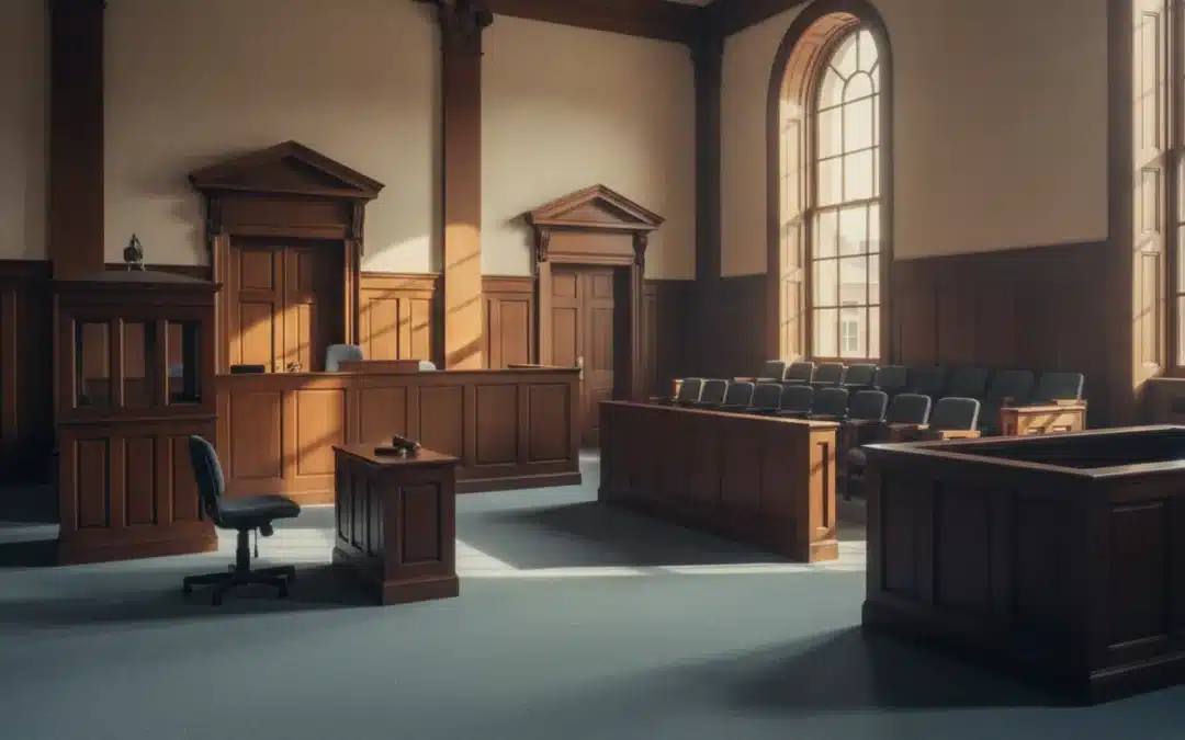 Empty courtroom representing the legal questions in the Lindsay Clancy case